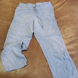linen light blue drawstring pants